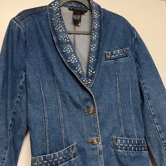 I.B Diffusion Vintage 1991 Denim Rhinestone Jacket - Picture 5 of 9